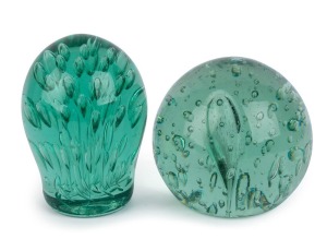 Two antique English glass doorstop dumps, 19th century, 13cm and 11cm high
