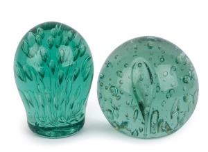 Two antique English glass doorstop dumps, 19th century, 13cm and 11cm high