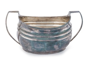A Georgian English sterling silver sugar basin by Solomon Hougham of London, circa 1812, 10cm high, 19cm wide, 244 grams