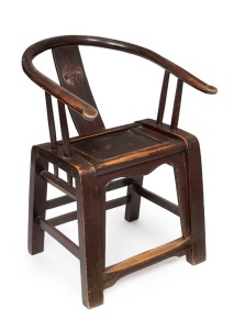 An antique Chinese horseshoe back chair, 19th century, ​88cm high, 59cm across the arms