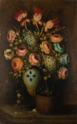 PER MOAR (Dutch school, 19th century), two floral still life paintings, oil on canvas laid down on masonite board, signed lower left "Per Moar", 104 x 68cm each - 2