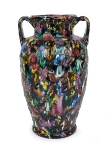 AWAJI POTTERY rare Japanese vase with experimental glaze, circa 1920s, impressed marks to base, ​38.5cm high