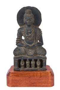 GANDHARAN BUDDHA statue, carved grey schist stone, 3rd/4th century A.D. ​39.5cm high