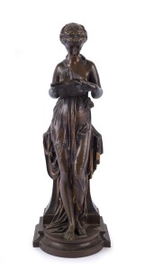 PAUL DUBOY (1830-1887), neo-classical maiden, cast bronze with remains of gilt decoration, signed lower right "Paul Duboy", ​42cm high
