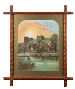 "RIPON CATHEDRAL YORKSHIRE" antique chromolithograph in a timber period frame, late 19th century, 70 x 59cm