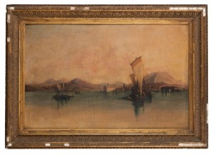 ARTIST UNKNOWN (19th century), (Italian coastal scene), oil on board, in an ISAAC WHITEHEAD frame, 29 x44.5cm, 39 x 55cm overall