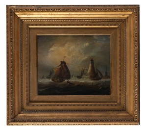 ARTIST UNKNOWN (19th century), (maritime scene), oil on canvas, signed on the stretcher "G.J. Venet?", ​25 x 30cm, 48 x 53cm overall