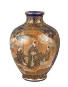 SATSUMA Japanese ceramic vase spectacularly decorated in high relief with superbly gilded highlights, Meiji period, marks obscured by most likely Kinkozan, 19cm high,
