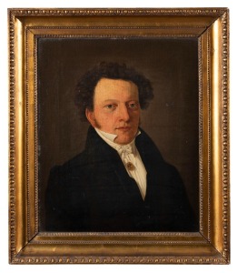 ARTIST UNKNOWN (British, 19th century), (portrait of a gent), oil on canvas, 45 x 27cm, 58 x 50cm overall. PROVENANCE: The Jason E. Sprague Collection, Melbourne.