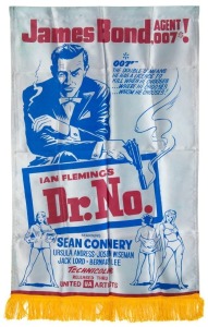 JAMES BOND "DR. NO" vintage satin advertising banner, ​90 x 56cm