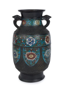 An antique Chinese bronze and cloisonne vase, 19th century, ​30cm high