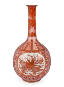 KUTANI WARE Japanese porcelain vase, Meiji period, 19th century, early seal mark to base, ​25cm high