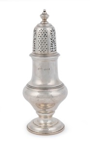 A sterling silver sugar caster made in London, circa 1920, 17.5cm high, 176 grams