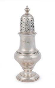 A sterling silver sugar caster made in London, circa 1920, ​17.5cm high, 176 grams