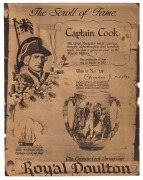 ROYAL DOULTON "Captain Cook" loving cup by Charles Noke, numbered 14/350, with "Scroll Of Fame", factory mark to base, 25cm high, 25cm wide. - 2
