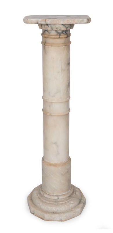 An antique turned alabaster pedestal, 19th century, ​110cm high