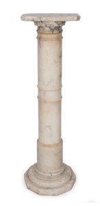 An antique turned alabaster pedestal, 19th century, ​110cm high