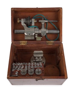 WATCH MAKER'S LATHE by Lancome Precision Engineers of Sydney, N.S.W. housed in original timber case, the case 23cm wide