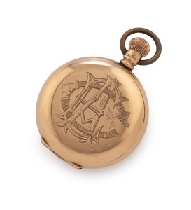 WALTHAMS ladies American pocket watch, 15ct gold case with Roman numerals and subsidiary dial, ​5cm high overall