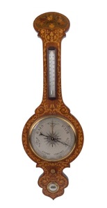 A vintage wall barometer with marquetry finish, 20th century, ​103cm high