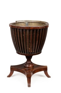 A Georgian peat bucket on mahogany stand, circa 1810, ​49cm high
