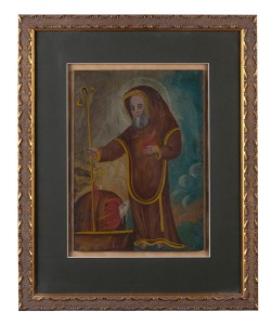 Artist Unknown (An Abbot), gouache on metal, mid-19th Century, 35 x 25.5cm