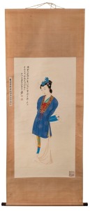 ZHANG DAQIAN (CHANG DAI-CHIEN), (China 1899-1983), [attributed], Chinese scroll with full-length female portrait, 128 x 65cm