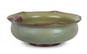 A Chinese Jun ware lobed bowl with celadon finish, ​16.5cm wide