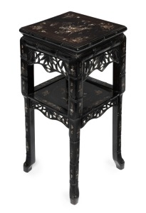 An antique Chinese table, carved rosewood inlaid with pearl shell, Qing Dynasty, 19th century, ​75cm high, 34cm wide, 33cm deep