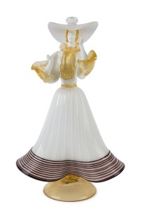 A Murano glass statue of a lady in white, circa 1950s, 34cm high