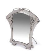 A German silver plated Art Nouveau table mirror, most likely by W.M.F. circa 1900, 48 x 43cm