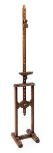 An antique English oak extendable picture stand easel, late 19th century, 210cm high (extended), 34cm wide, 37cm deep