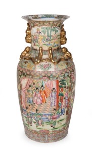 A monumental Chinese porcelain vase with enamel and gilt decoration on turquoise ground, 20th century, 94cm high