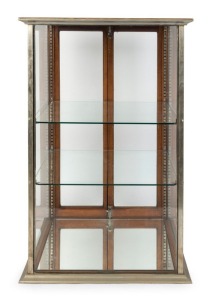 An antique nickel bound shop display cabinet, by Brooks Robinson, late 19th century, 107cm high, 69cm wide, 68cm deep
