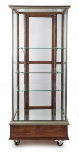 An antique nickel bound shop display cabinet, late 19th century, ​​​​​​​188cm high, 79cm wide, 53cm deep