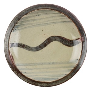 BERNARD LEACH design ST. IVES POTTERY platter, circa 1955, St. Ives monogram mark underglaze, 31cm diameter PROVANENCE: Kenneth hood Collection, Joels Auctions Melbourne, 29/5/2003