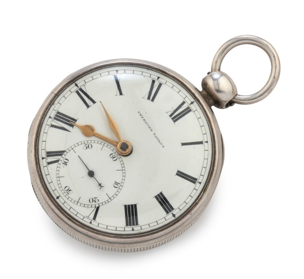 Improved patent outlet silver pocket watch