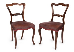 A pair of French antique rosewood chairs, 19th century,