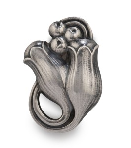 GEORG JENSEN Danish sterling silver floral brooch, stamped "Georg Jensen, 925 S, Denmark 100 B", ​​​​​​​4.5cm wide