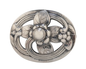 GEORG JENSEN Danish sterling silver oval brooch, stamped "G.J. Sterling, 925 Denmark, 138", ​​​​​​​4cm wide