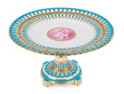 MINTON antique English porcelain tazza decorated with cherub vignette, 19th century, ​​​​​​​15cm high, 26.5cm diameter