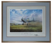 "FIRST FLIGHT OF THE SPITFIRE, 5TH MARH 1936", limited edition lithograph 567/978 by by JIM MITCHELL, signed in pencil in the lower margin by JEFFERY QUILL (Test Pilot), HUMPHREY E.J. (RAF Test Pilot), SAMMY WROATH (RAF Test Pilot), and JIM MITCHELL (Arti - 2