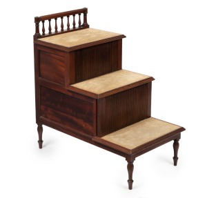Antique American mahogany library steps with embossed tooled leather treads and tambour storage compartment, early 19th century, ​​​​​​ ​​​​​​​78cm high, 41cm wide, 72cmm deep
