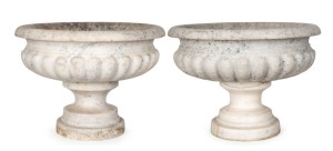 A pair of antique marble terrace urns, 19th century