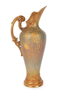 ROYAL WORCESTER antique English porcelain jug with fine gilded floral decoration, late 19th century, puce factory mark to base, ​​​​​​​31cm high