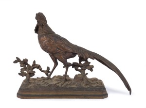 HENRI EMILE ADRIEN TRODOUX "Faisan" antique bronze pheasant statue, 19th century, ​​​​​​​19cm high, 30cm long