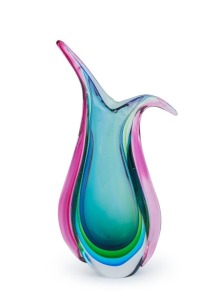 A Murano triple sommerso glass vase, circa 1960s ​​​​​​​27.5cm high