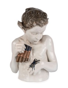 FERDINAND LIEBERMANN "SCHREK" German porcelain Pan statue by Rosenthal, early 20th century, green factory mark to base, impressed on reverse "FEAD. LIEBERMANN", 41cm high