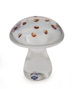 ANTONIO Da ROS Murano glass mushroom for CENEDESE, with original foil label, 11cm high, 10cm wide