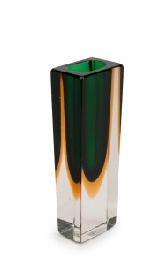 SEGUSO VETRI d'ARTE Sommerso square form Murano glass vase by FLAVIO POLI, 15cm high